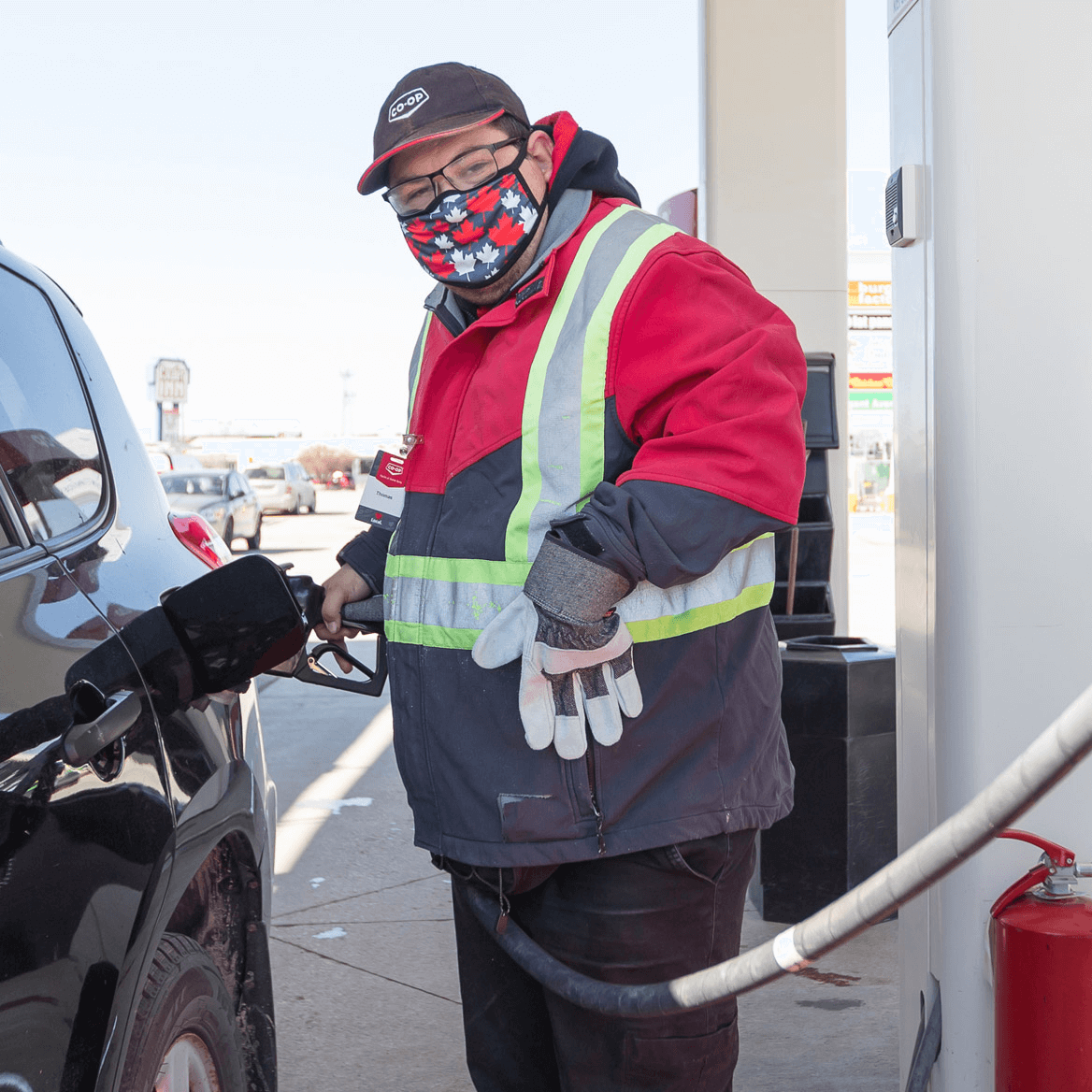 Client working at gas station